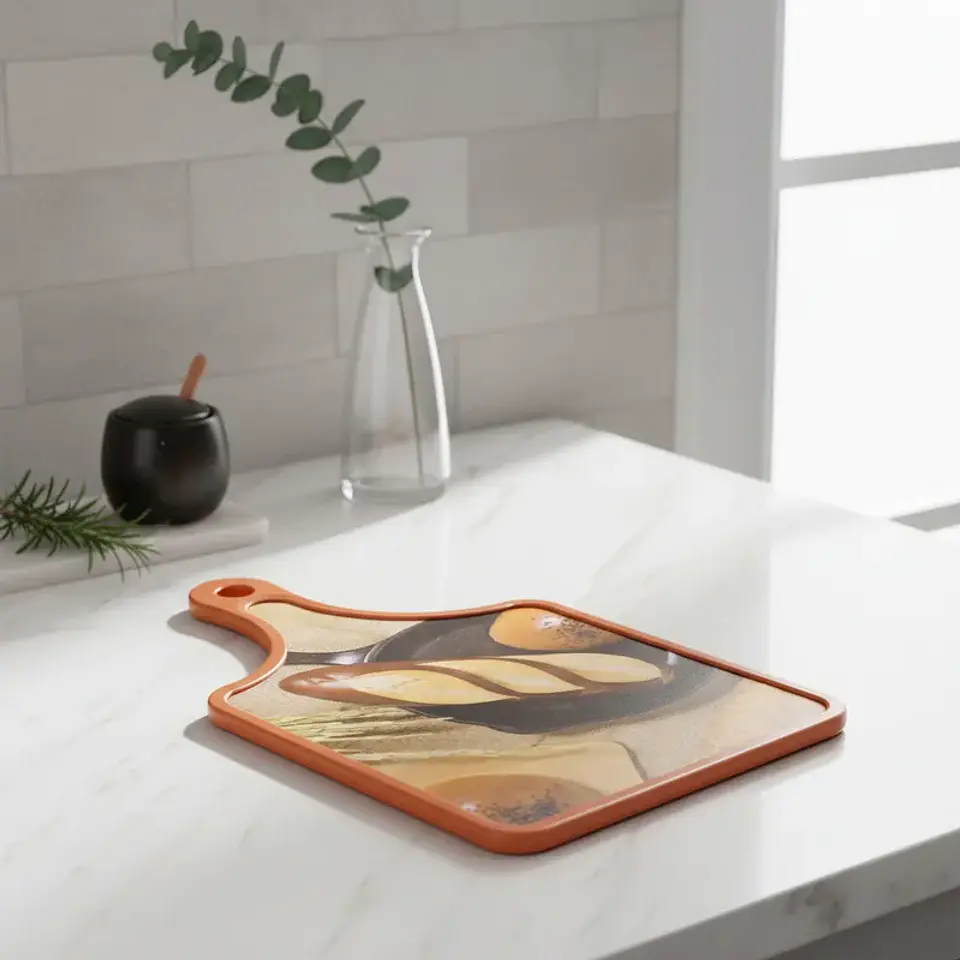 Tabla de Cortar Cocina con Mango Diseño Panes 30x19cm 2