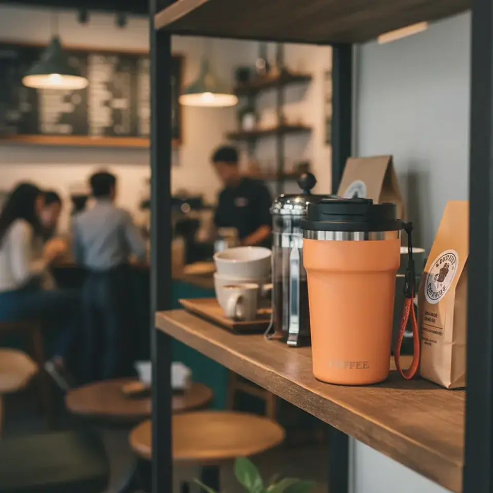 Vaso Térmico Para Café 400ml Portátil Con Tapa Y Correa 6