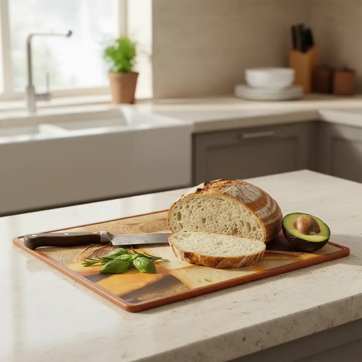 Tabla De Picar Plástica Para Cocina Con Diseño De Panes 37X23CM 4