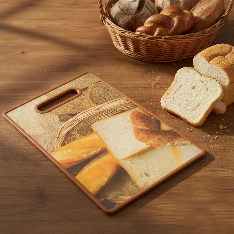 Tabla De Picar Plástica Para Cocina Con Diseño De Panes 37X23CM 5