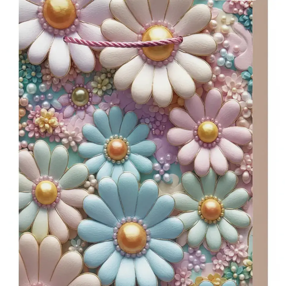 Set x12 Bolsa de Regalo Mediana Flores 3D Pastel 18x24x8.5cm 7