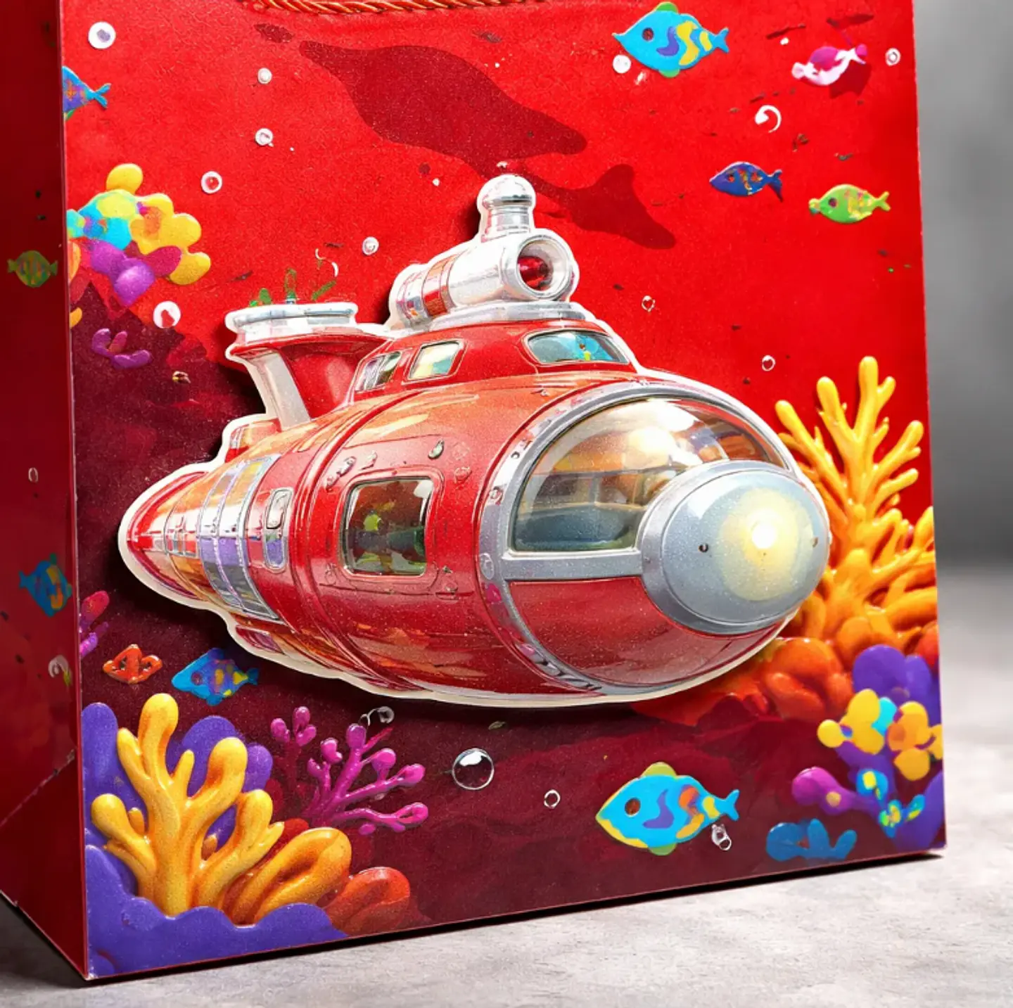 Set x12 Bolsa De Regalo Infantil Submarino 3D Grande 40x31x12cm 6