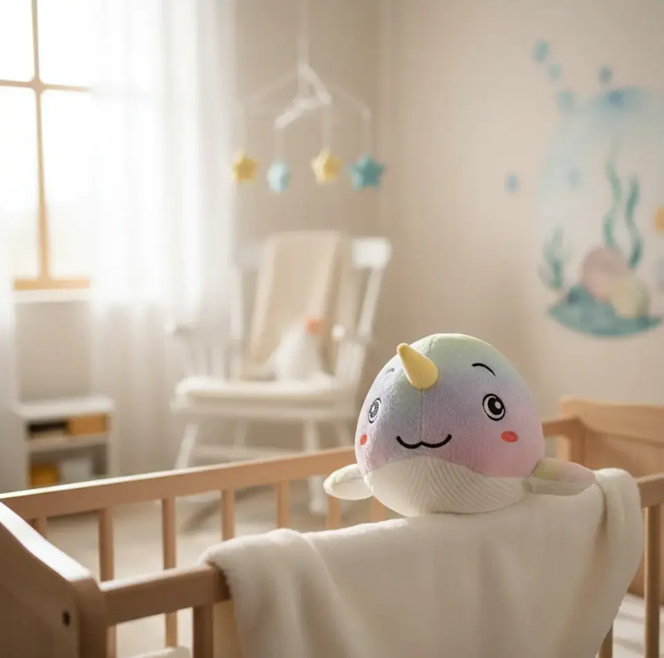 Peluche Narval Ballena Kawaii Juguete Suave Para Niños 25cm 1