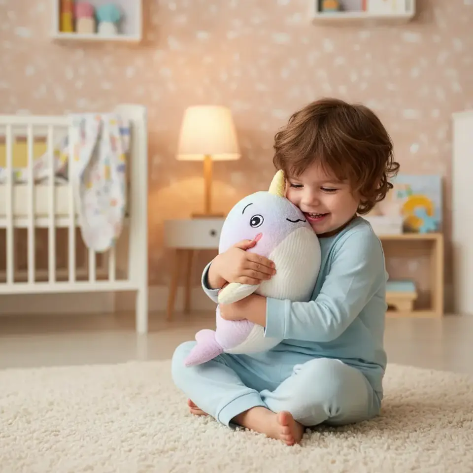 Peluche Narval Ballena Kawaii Juguete Suave Para Niños 25cm 3