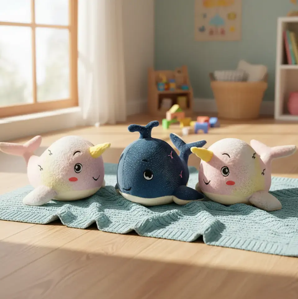 Peluche Narval Ballena Kawaii Juguete Suave Para Niños 25cm 4
