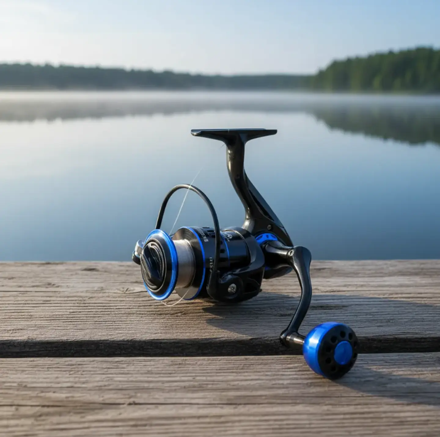 Carrete De Pesca Spinning MA6000 Metálico Negro Y Azul 3