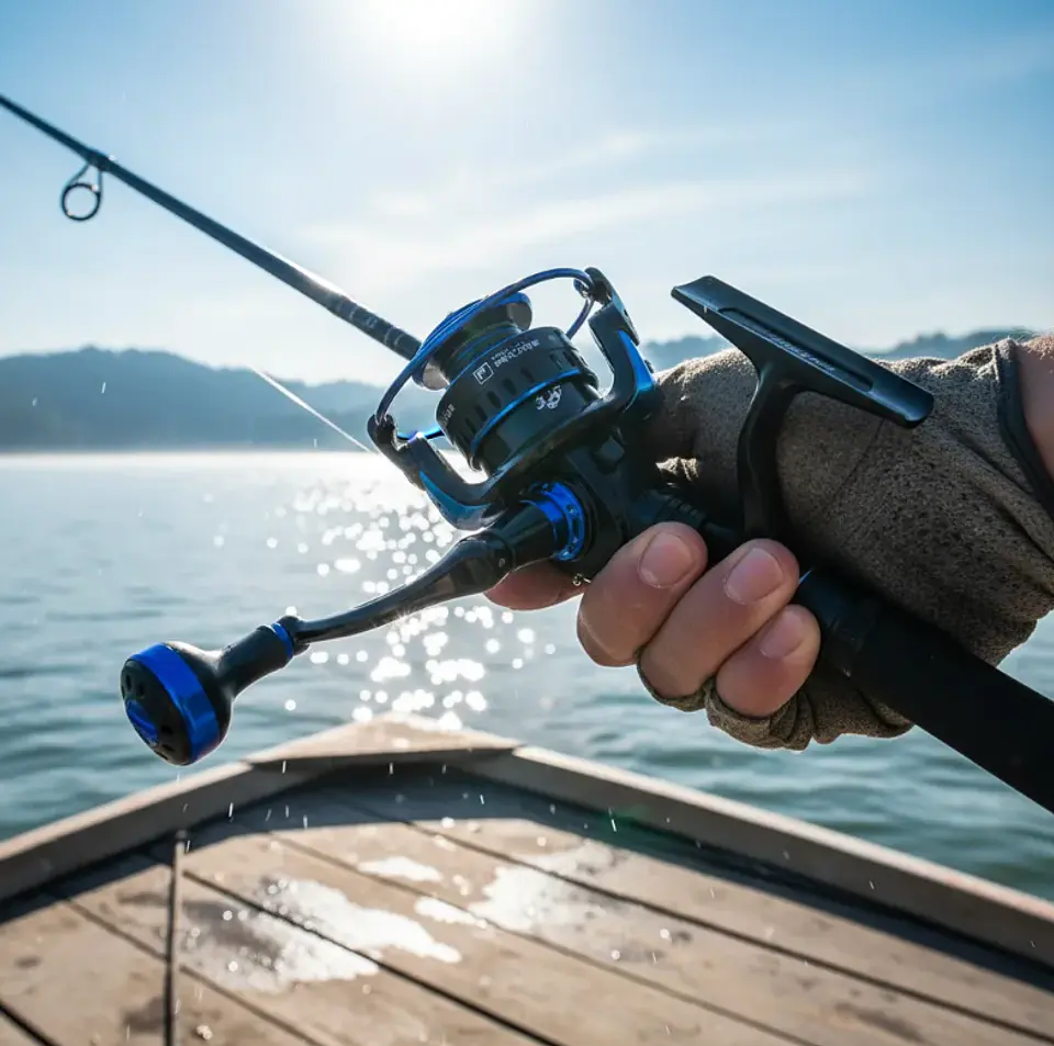 Carrete De Pesca Spinning MA6000 Metálico Negro Y Azul 4