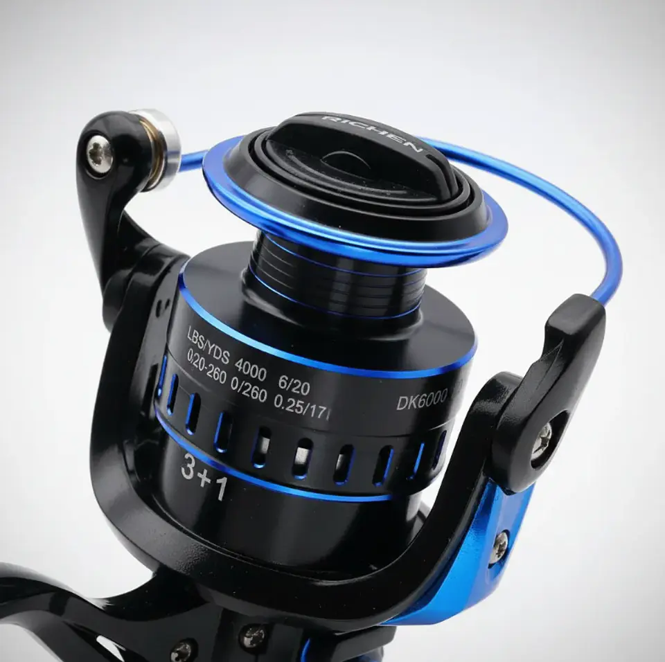 Carrete De Pesca Spinning MA6000 Metálico Negro Y Azul 5