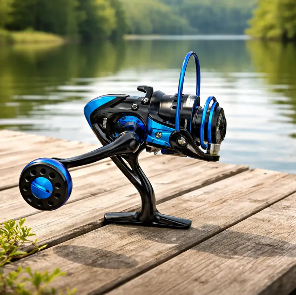 Carrete De Pesca Spinning MA6000 Metálico Negro Y Azul 1