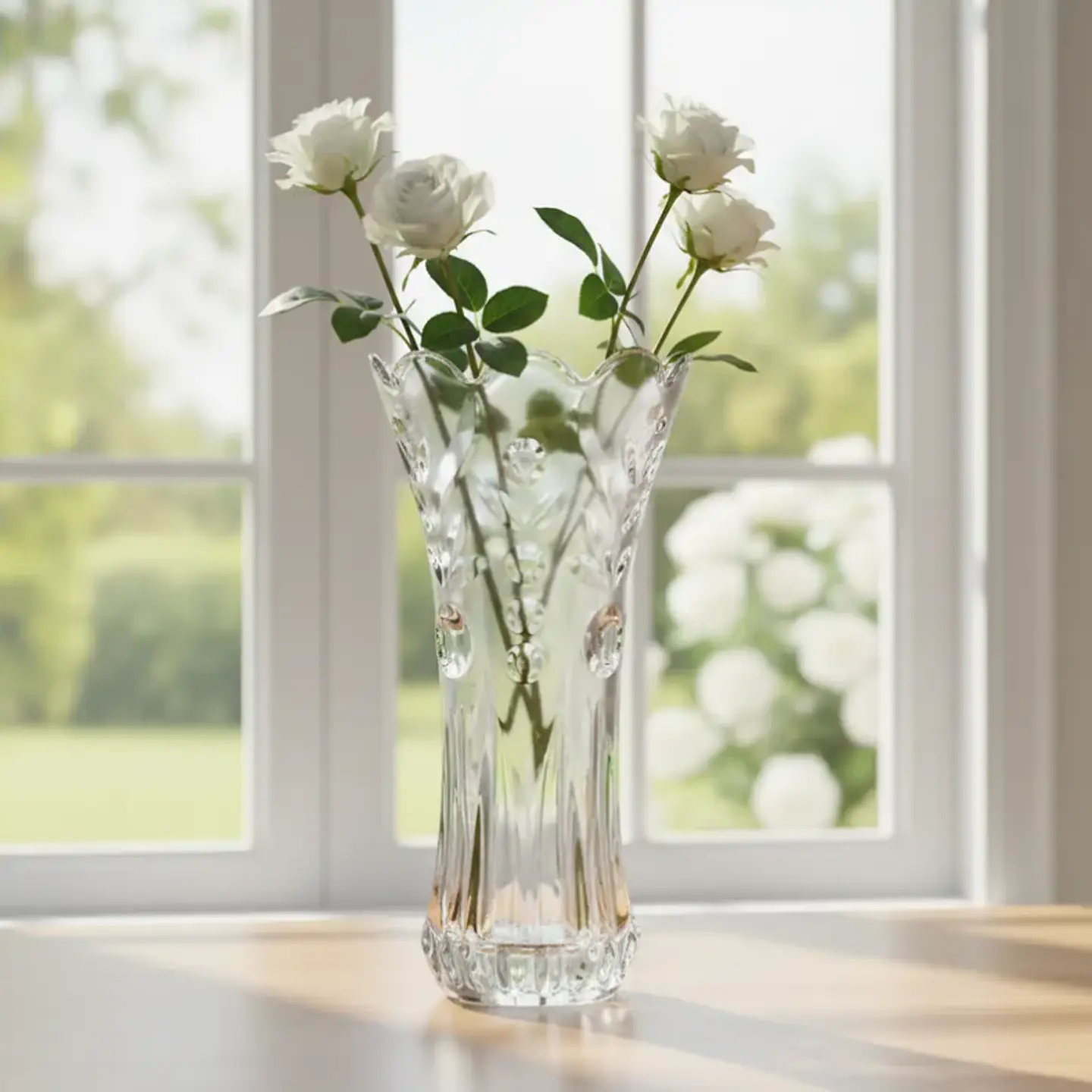 Florero De Vidrio Tallado Decorativo 30 Cm Para Centro De Mesa 4