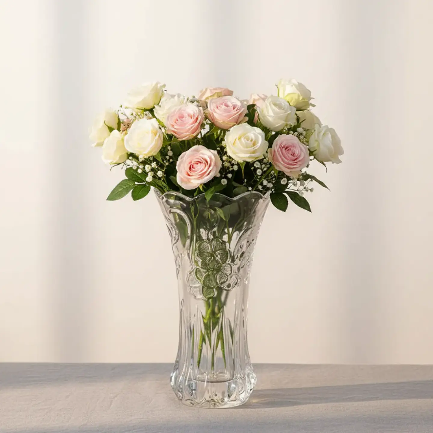 Florero De Vidrio Cristal Tallado Decorativo 30 Cm 3