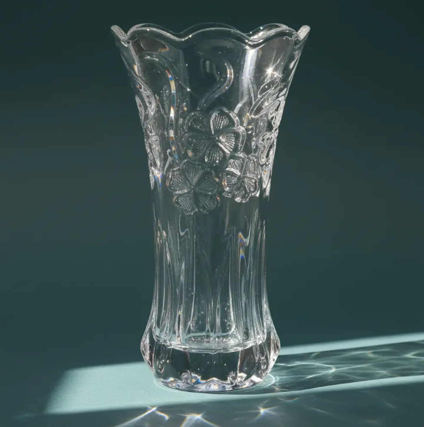 Florero De Vidrio Cristal Tallado Decorativo 30 Cm 4
