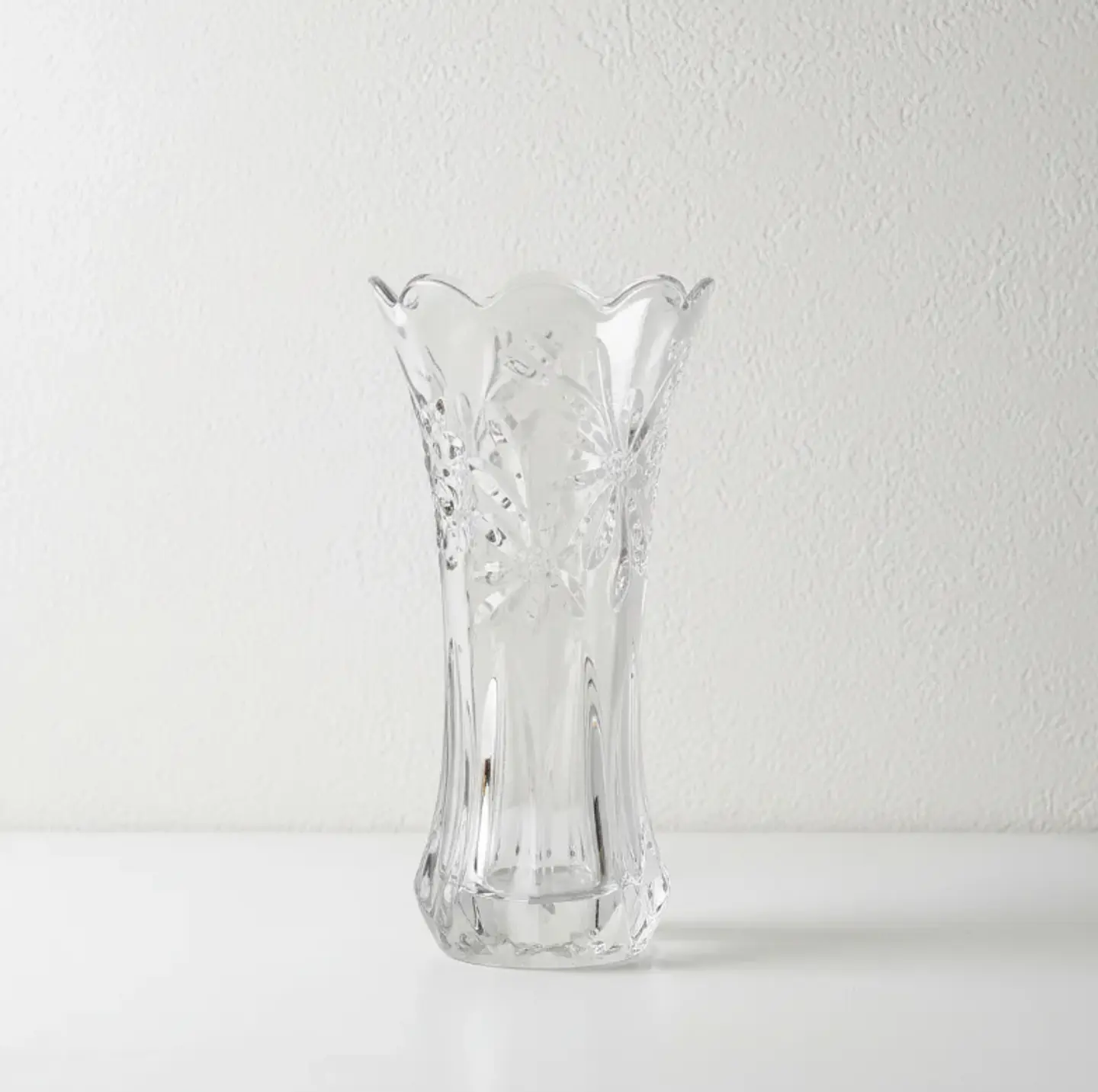 Florero De Vidrio Cristal Tallado Decorativo 30 Cm 6