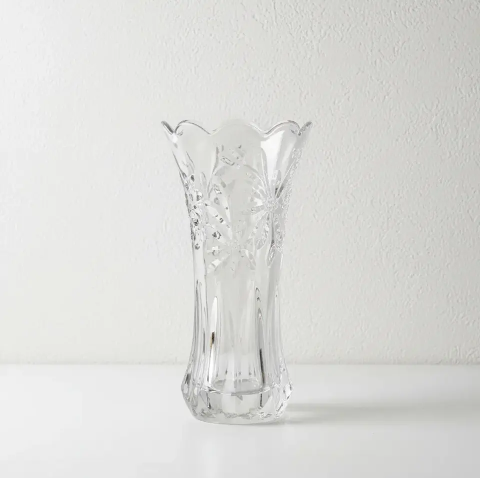 Florero De Vidrio Cristal Tallado Decorativo 30 Cm 6