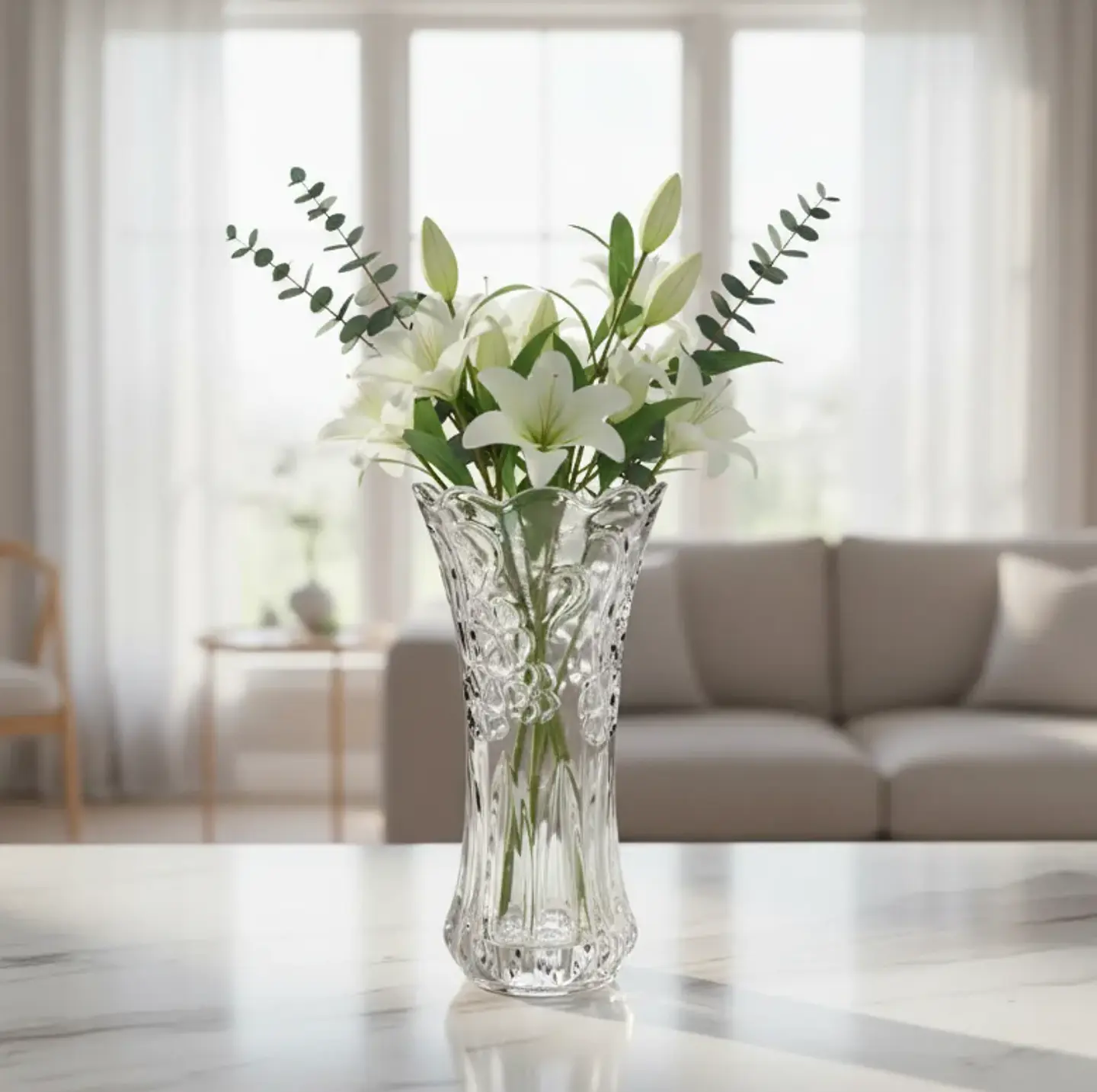Florero De Vidrio Cristal Tallado Decorativo 30 Cm 7