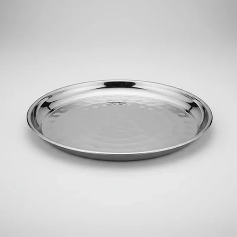 Bandeja Redonda de Acero Inoxidable 25 cm para Servir