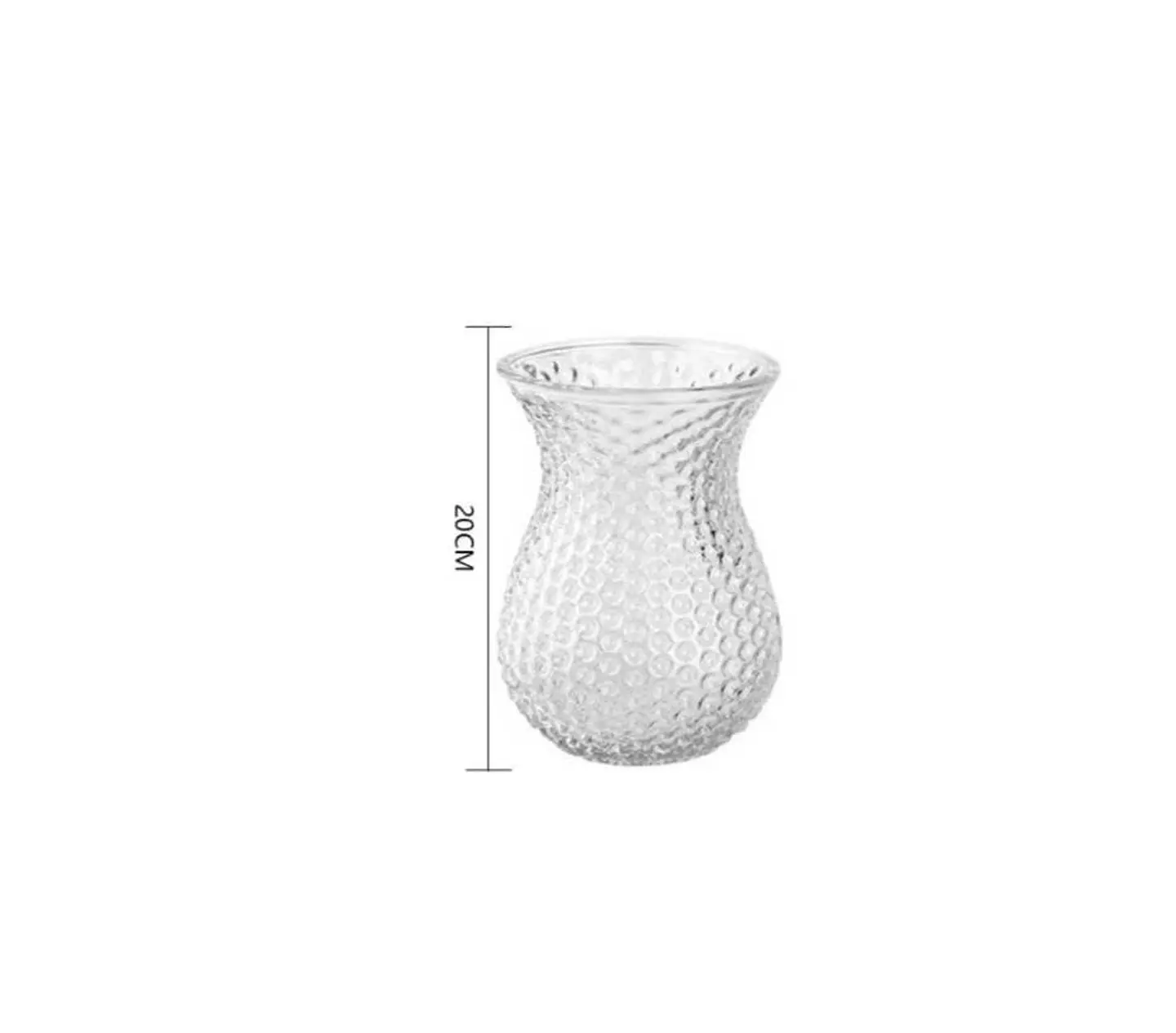 Florero De Vidrio Texturizado Transparente 20x14cm Decorativo 4