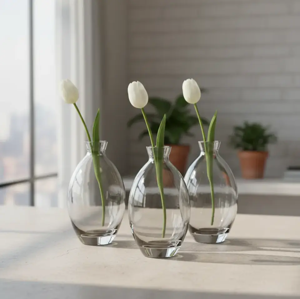 Florero De Vidrio Decorativo Pequeño 12cm Diseño Ovalado 5