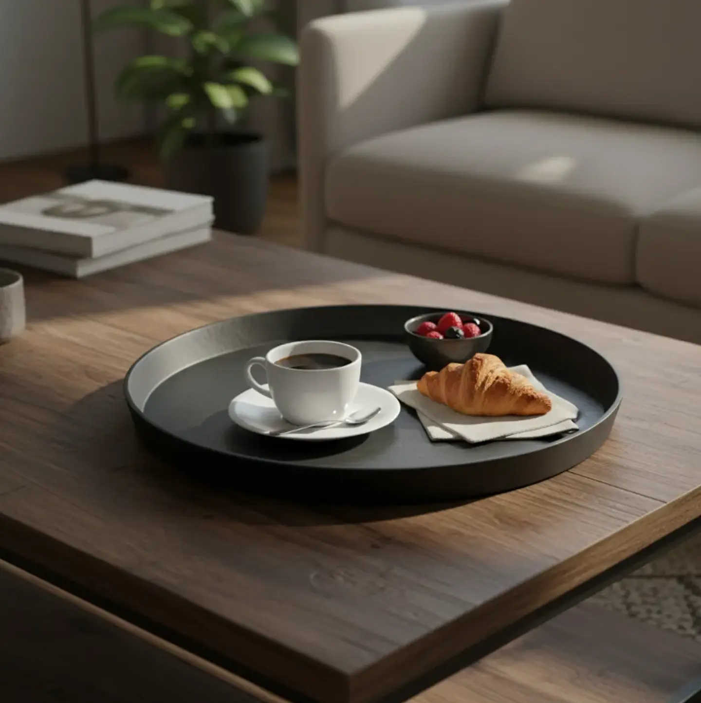Bandeja Redonda Decorativa Negra 41 cm 4
