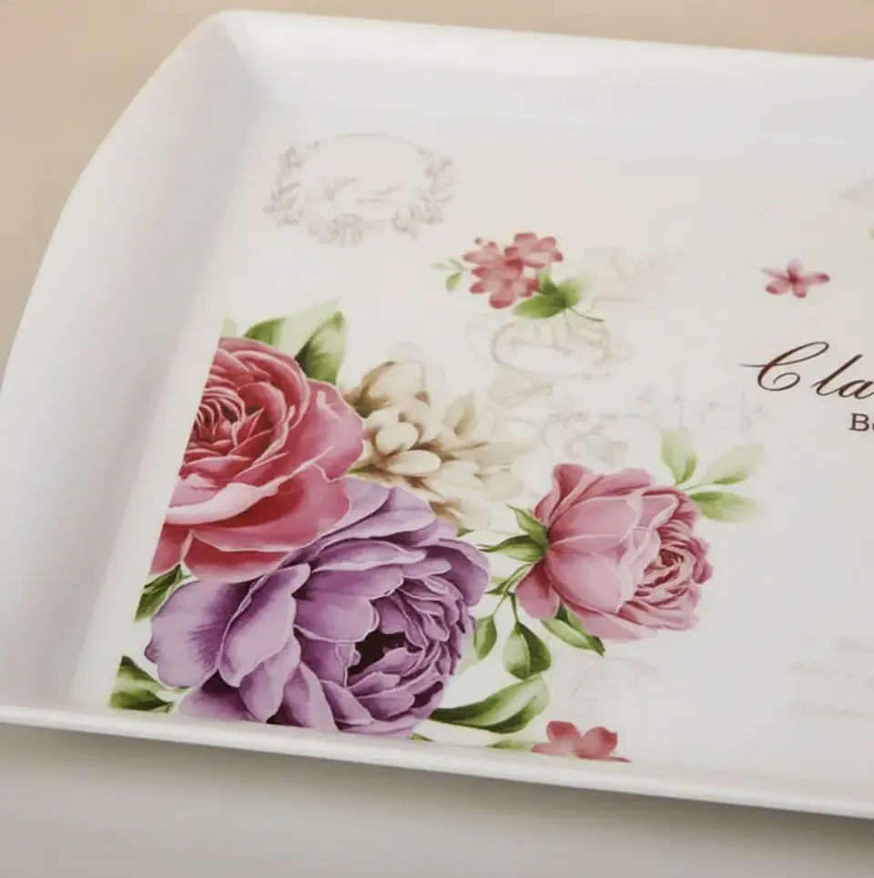 Bandeja Plástica Rectangular 45cm Diseño Floral Varios 2