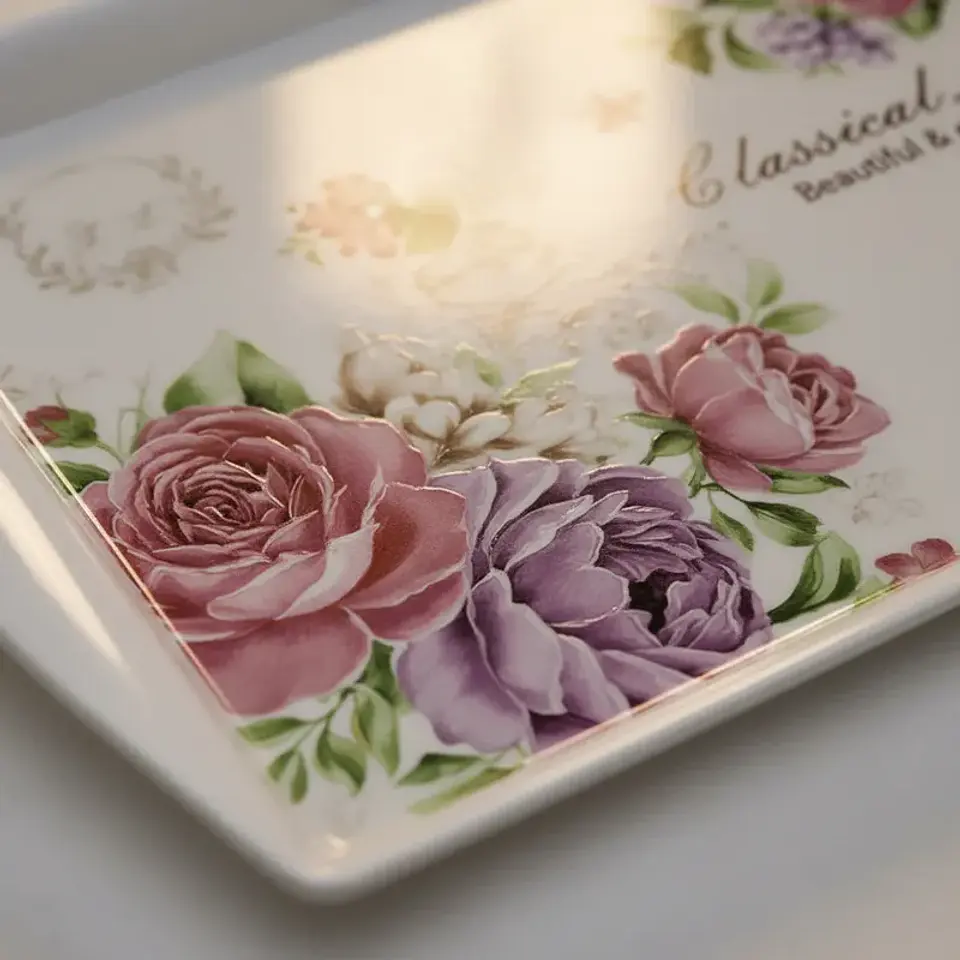 Bandeja de Servir Vintage con Flores 40 cm 2