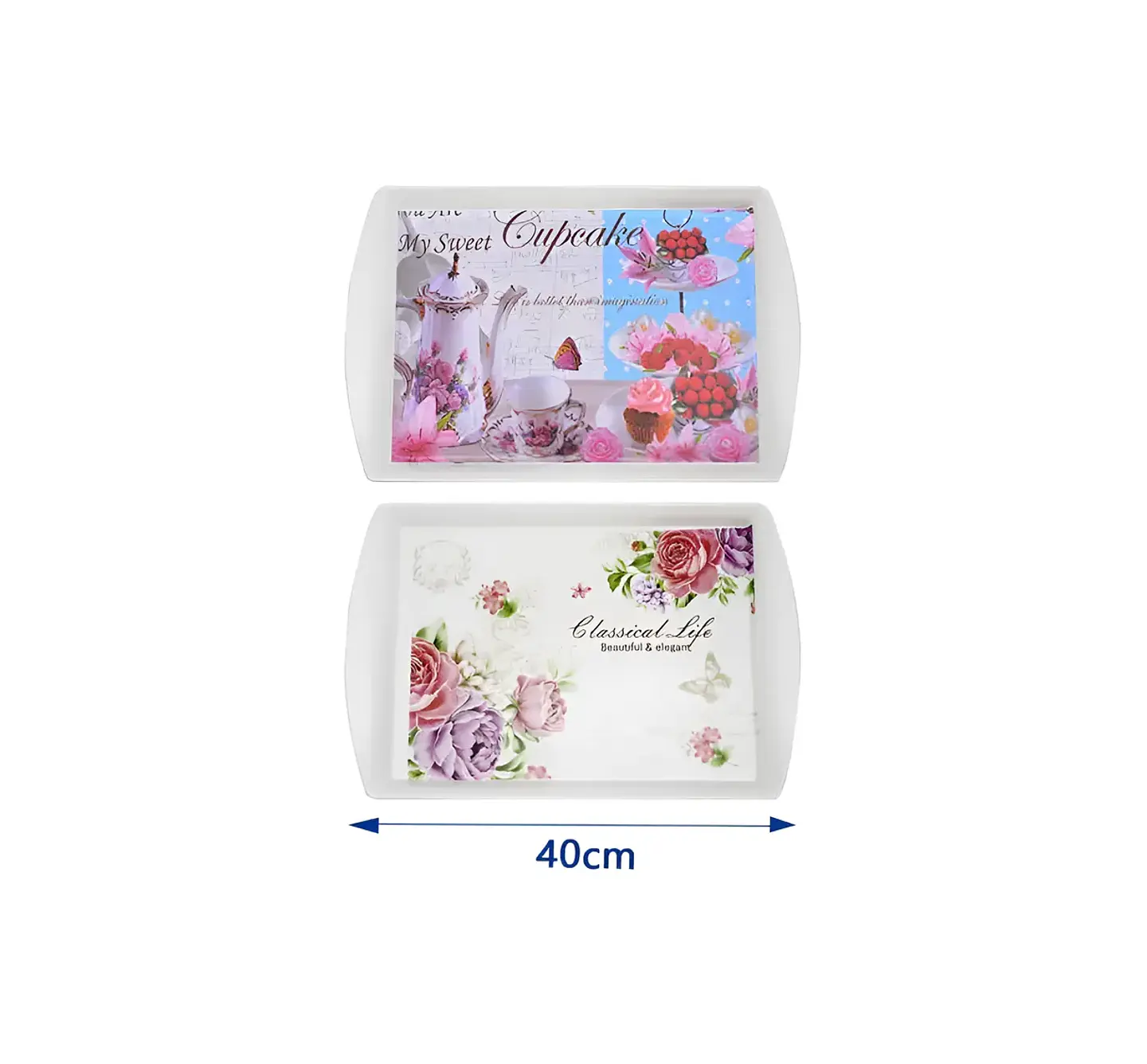 Bandeja de Servir Vintage con Flores 40 cm 3