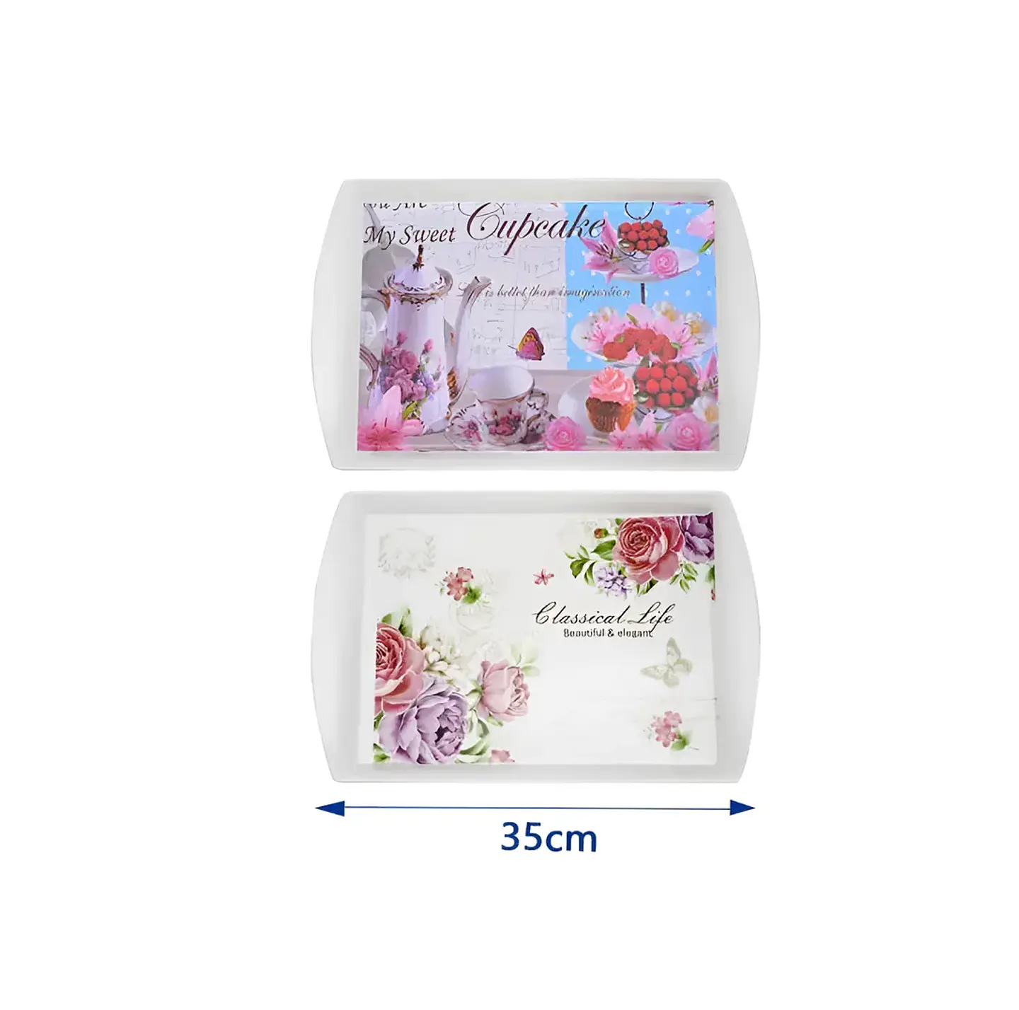 Bandeja Plástica Rectangular 35cm Diseño Vintage Floral 4
