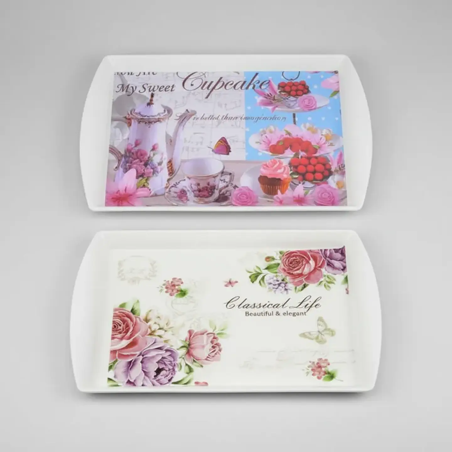 Bandeja Plástica Rectangular 35cm Diseño Vintage Floral 5