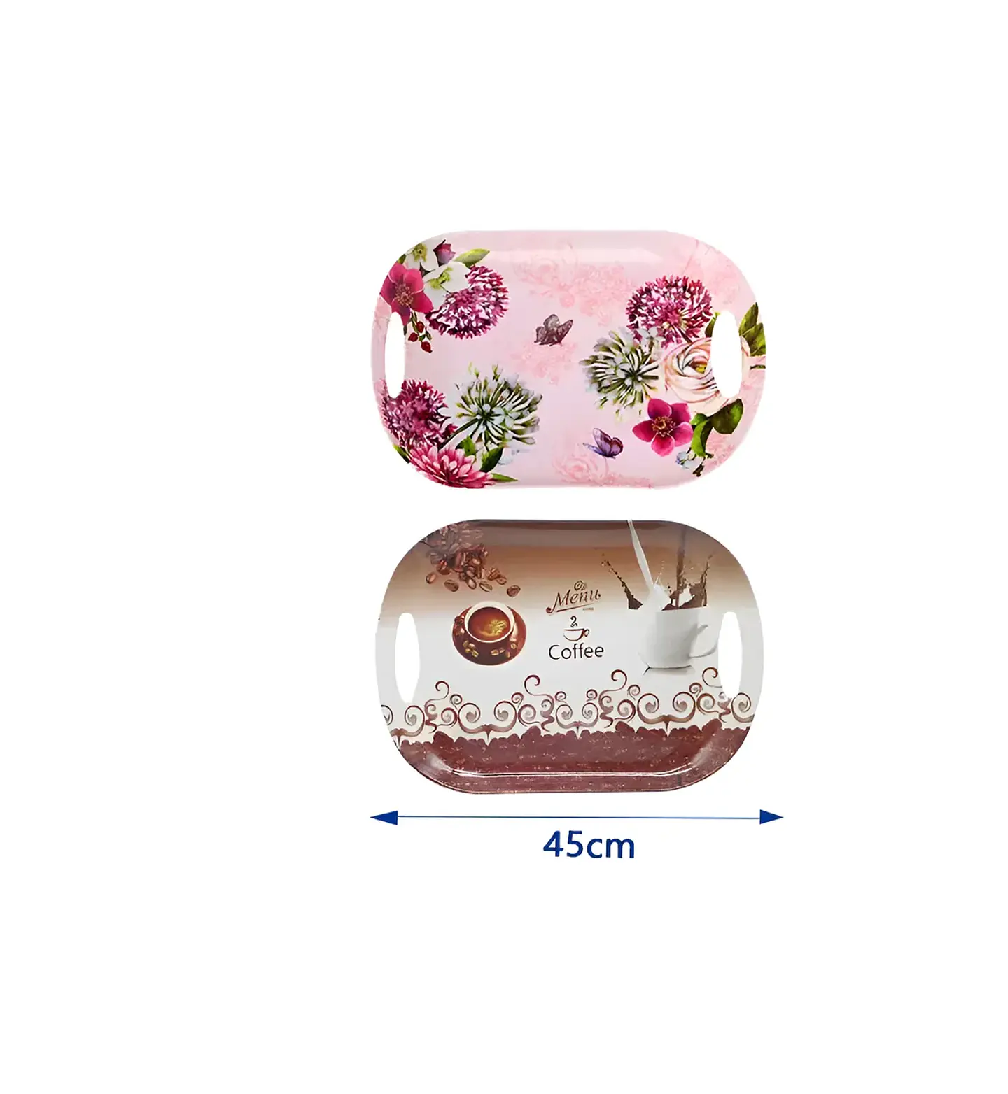 Bandeja Plástica 45cm con Asas Diseño Floral y Café 4
