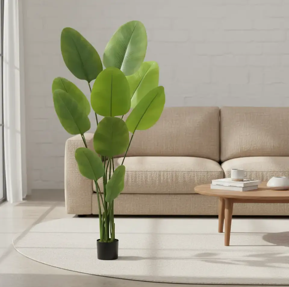 Planta Artificial Decorativa Tipo Banano 1.4m Con Macetero 1