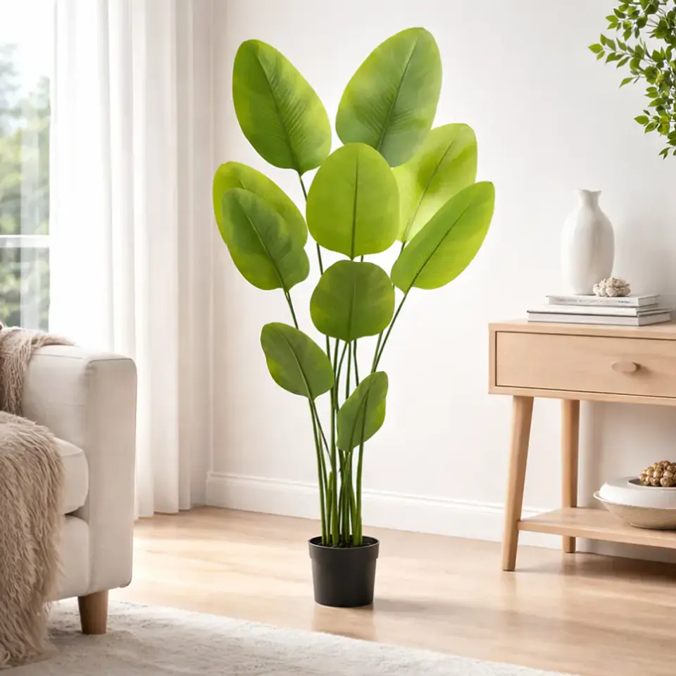 Planta Artificial Decorativa Tipo Banano 1.4m Con Macetero 4