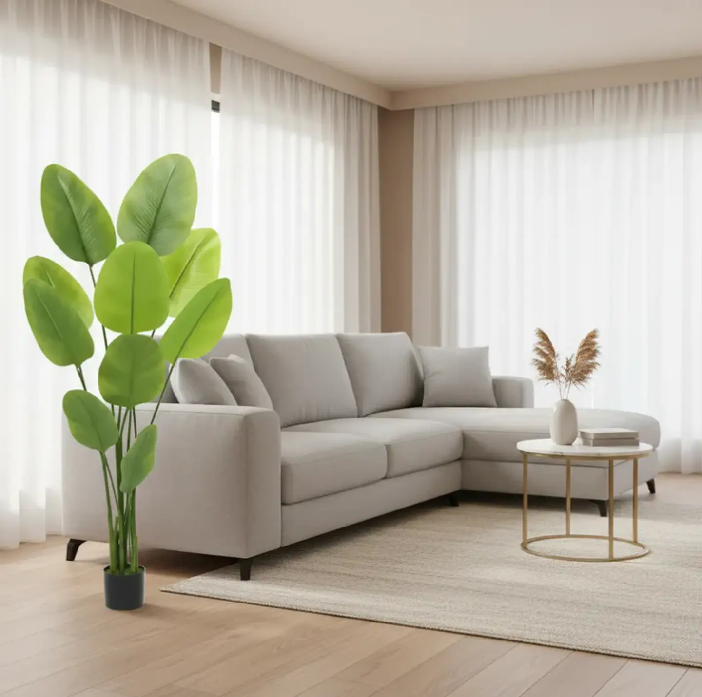 Planta Artificial Decorativa Tipo Banano 1.4m Con Macetero 5