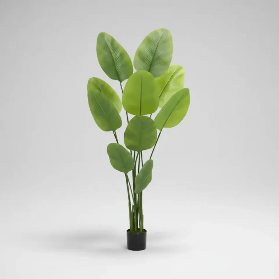 Planta Artificial Decorativa Tipo Banano 1.4m Con Macetero 6