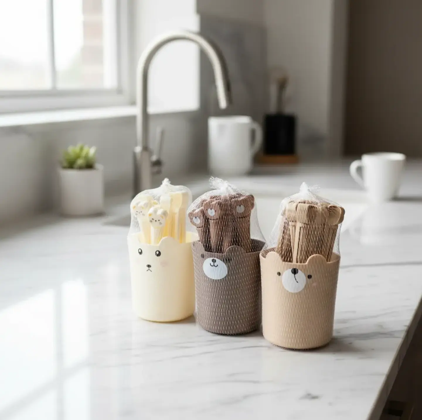 Set De Pinzas Para Sellar Bolsas Con Vaso De Oso Kawaii 4