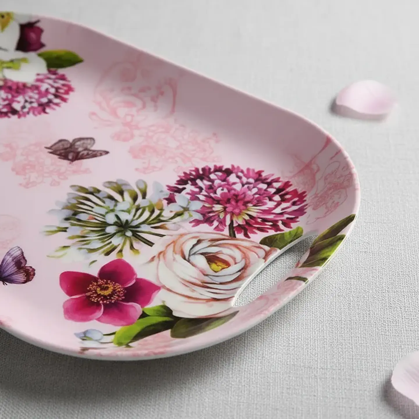Bandeja Plástica 40 cm con Asas Diseño Floral y Café 2