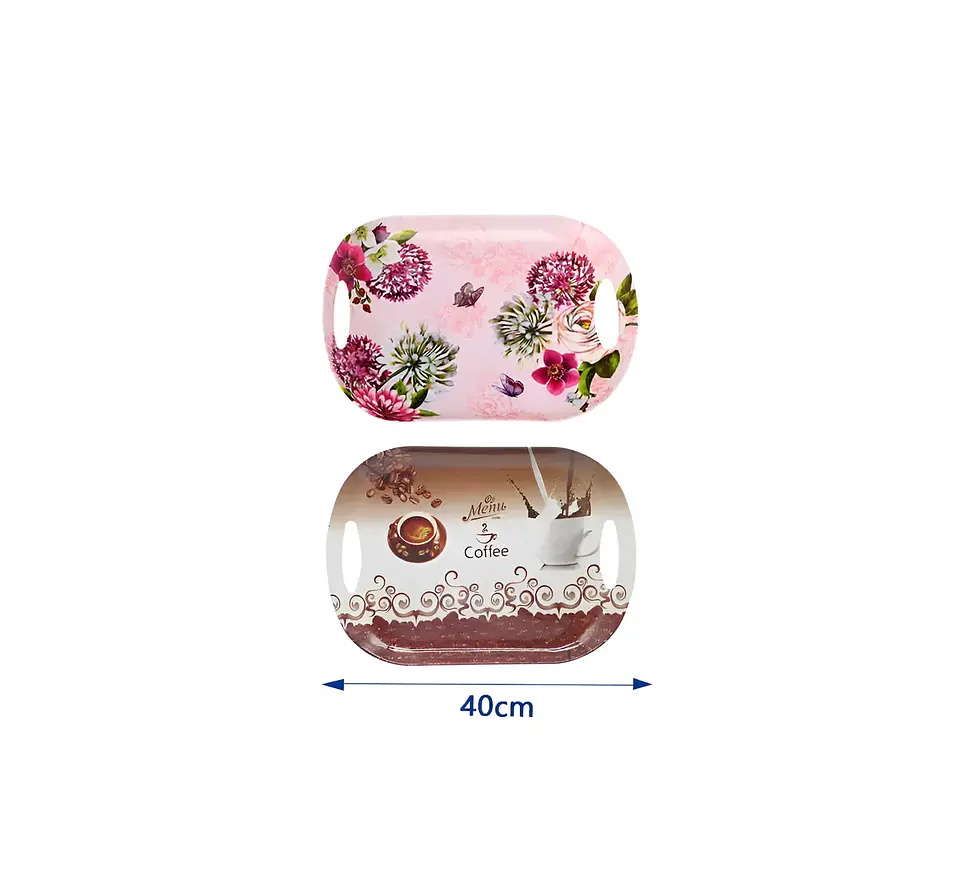 Bandeja Plástica 40 cm con Asas Diseño Floral y Café 4