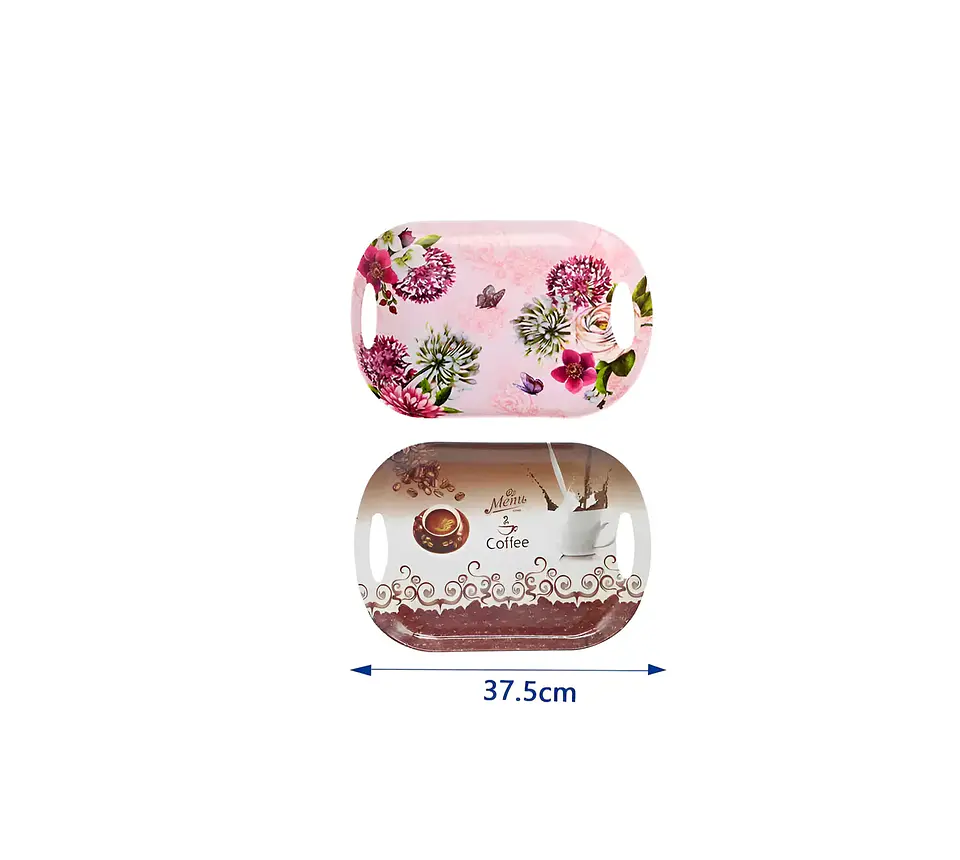 Bandeja Plástica para Servir 37.5 cm con Asas Diseño Floral  4