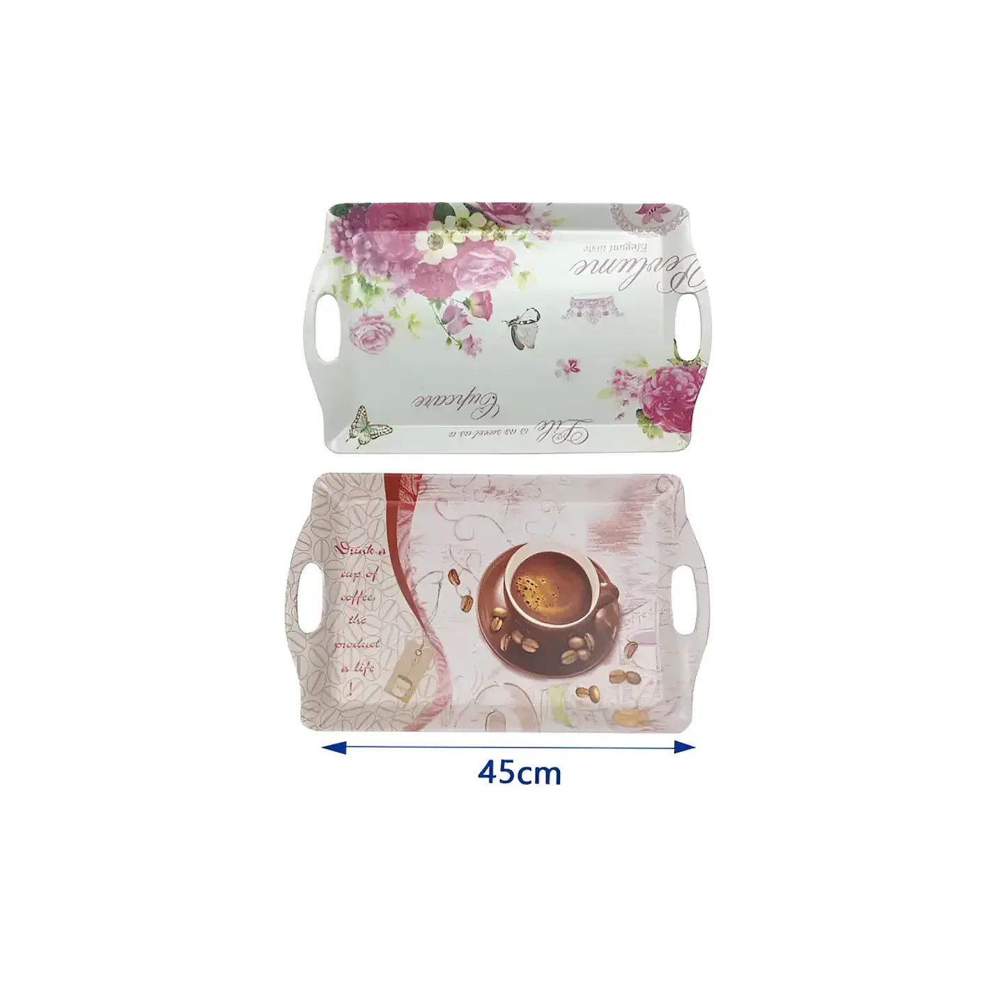 Bandeja Plástica para Servir 45 cm con Asas y Diseño Floral 4