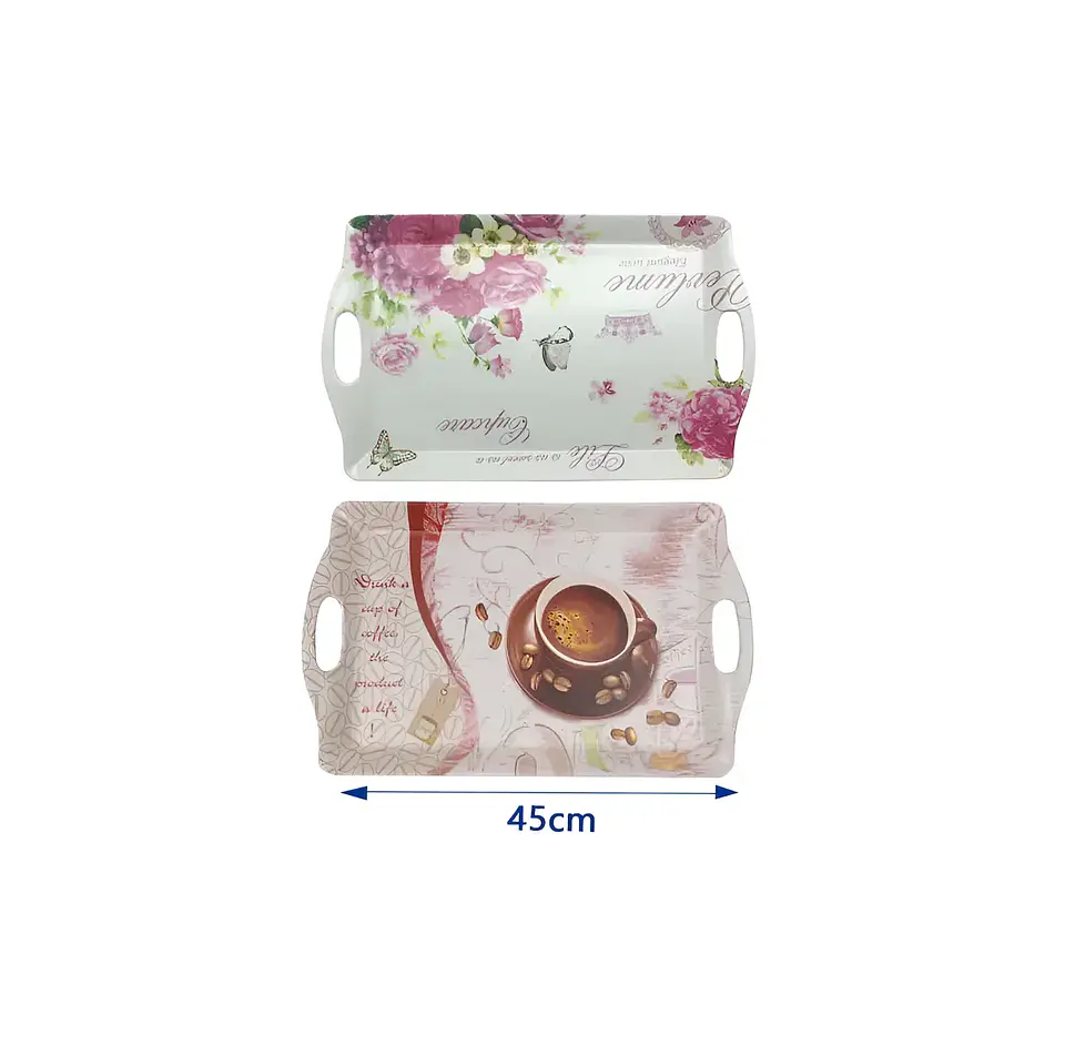 Bandeja Plástica para Servir 45 cm con Asas y Diseño Floral 4