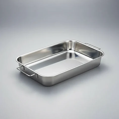 Fuente Bandeja Asadera Rectangular de Acero Inoxidable para Horno