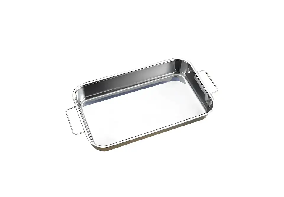 Fuente Bandeja Asadera Rectangular de Acero Inoxidable para Horno 3