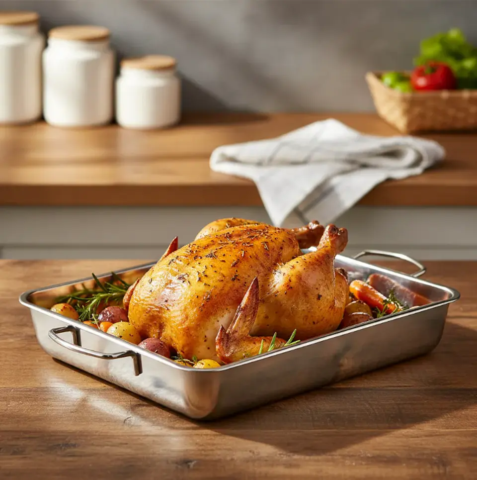Bandeja Asadera Acero Inoxidable 50x35cm Para Horno Con Asas 2