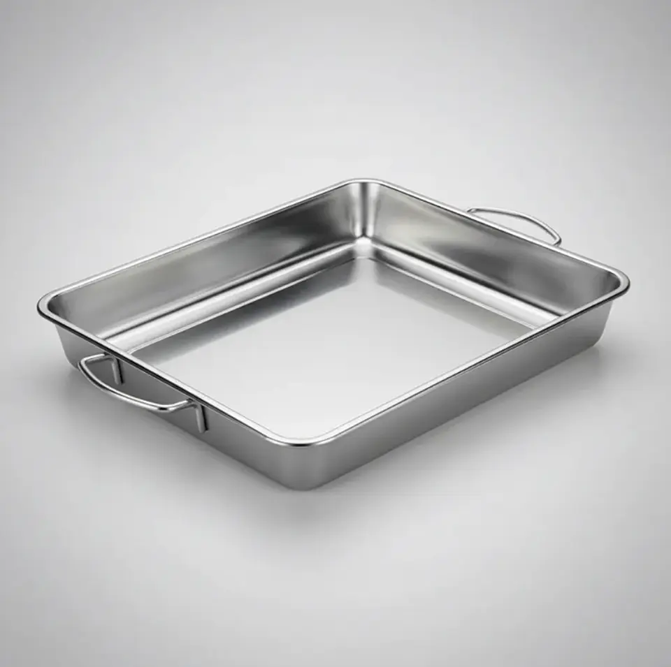 Bandeja Asadera Acero Inoxidable 50x35cm Para Horno Con Asas 4