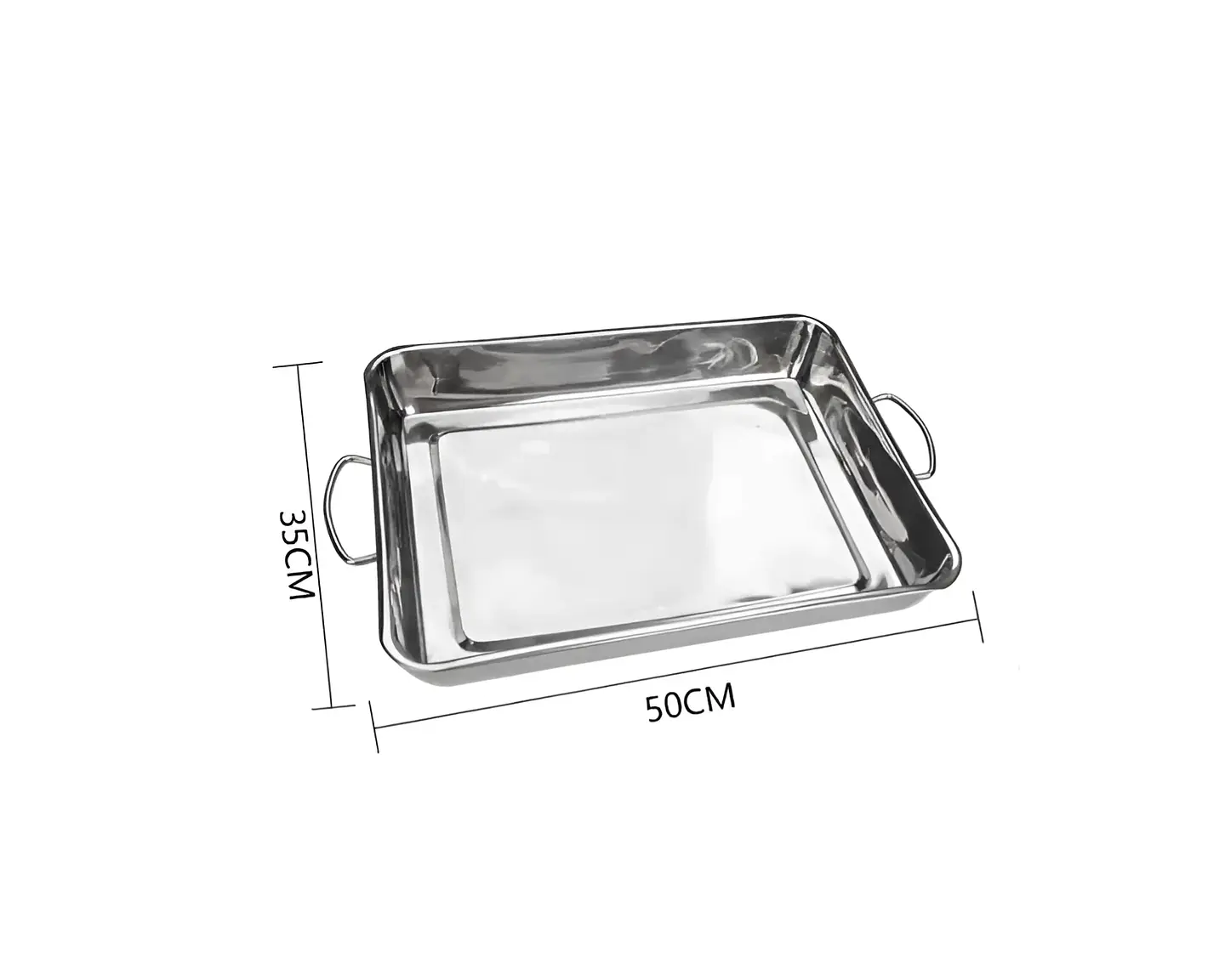 Bandeja Asadera Acero Inoxidable 50x35cm Para Horno Con Asas 5
