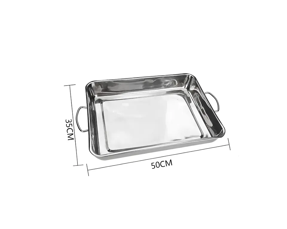 Bandeja Asadera Acero Inoxidable 50x35cm Para Horno Con Asas 5