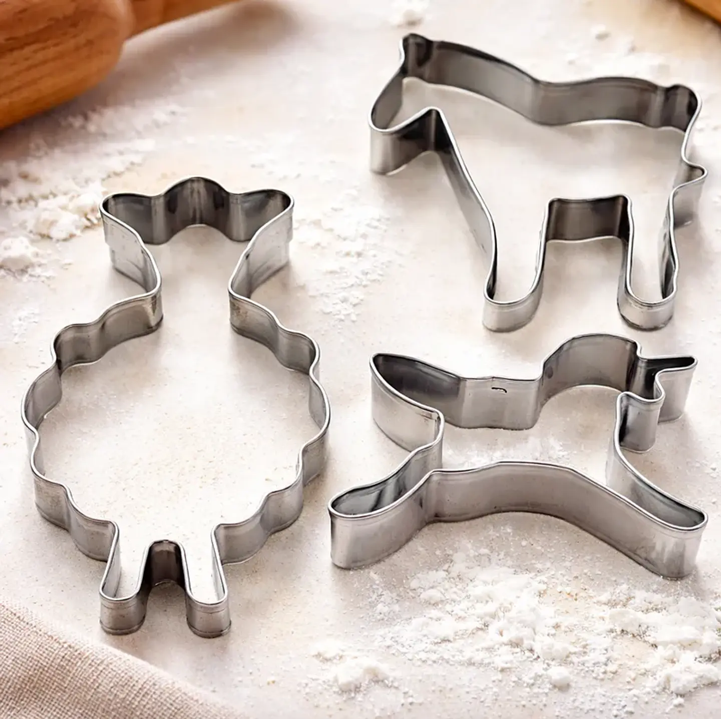Set 3 Moldes Galletas Animales Granja Acero Inoxidable 1