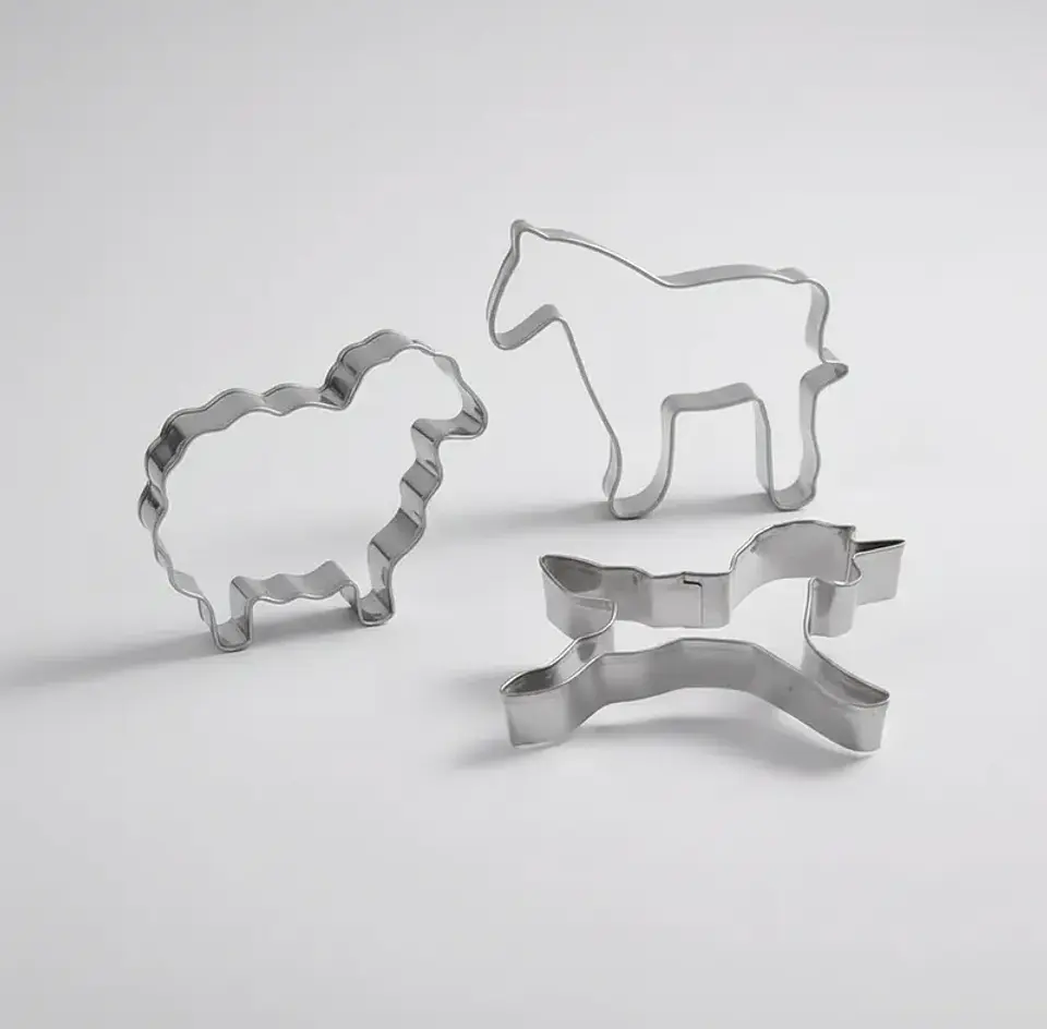 Set 3 Moldes Galletas Animales Granja Acero Inoxidable 2