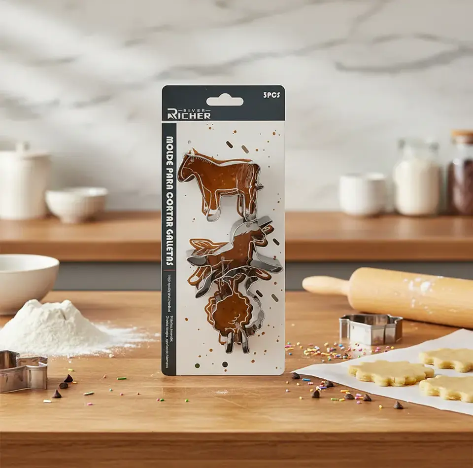 Set 3 Moldes Galletas Animales Granja Acero Inoxidable 3
