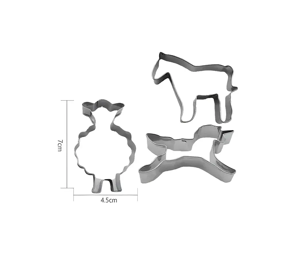 Set 3 Moldes Galletas Animales Granja Acero Inoxidable 4