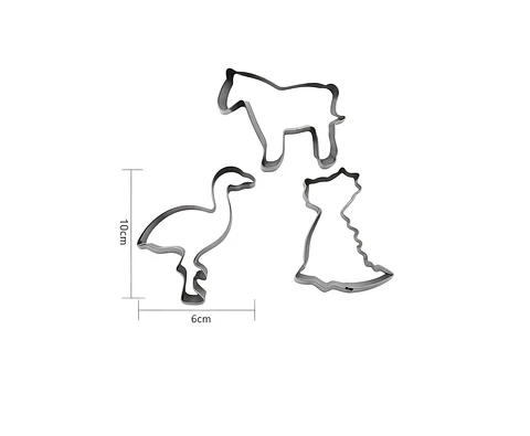 Set 3 Moldes Cortador Galletas Animales Caballo Dinosaurio